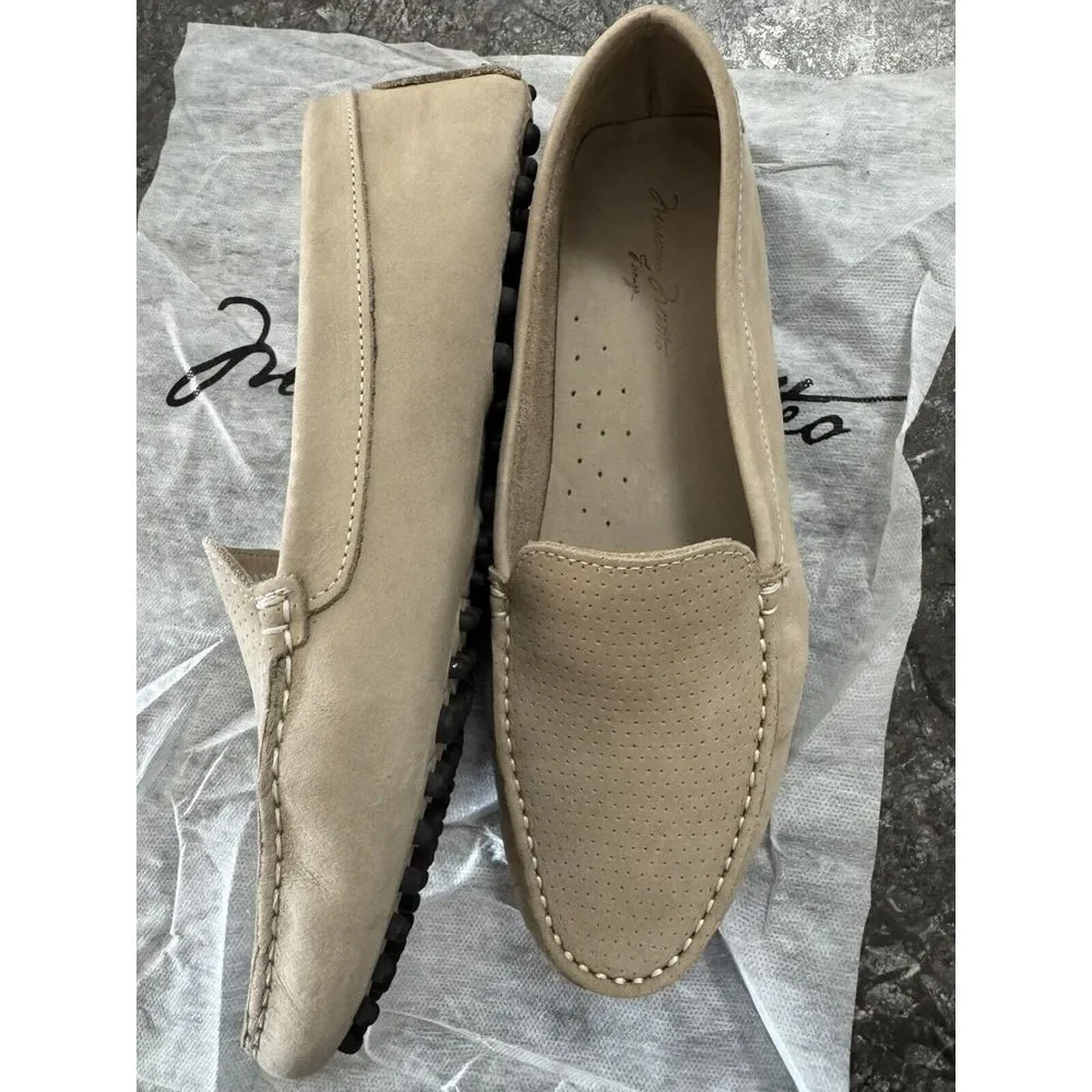 Massimo Matteo Womens‎ Perf Venetian Driver Cinza Nubuck Beige Sz 10B